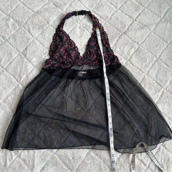 Victoria's Secret | Silver Label Black Chiffon Floral Babydoll | Size Medium - Picture 12 of 12